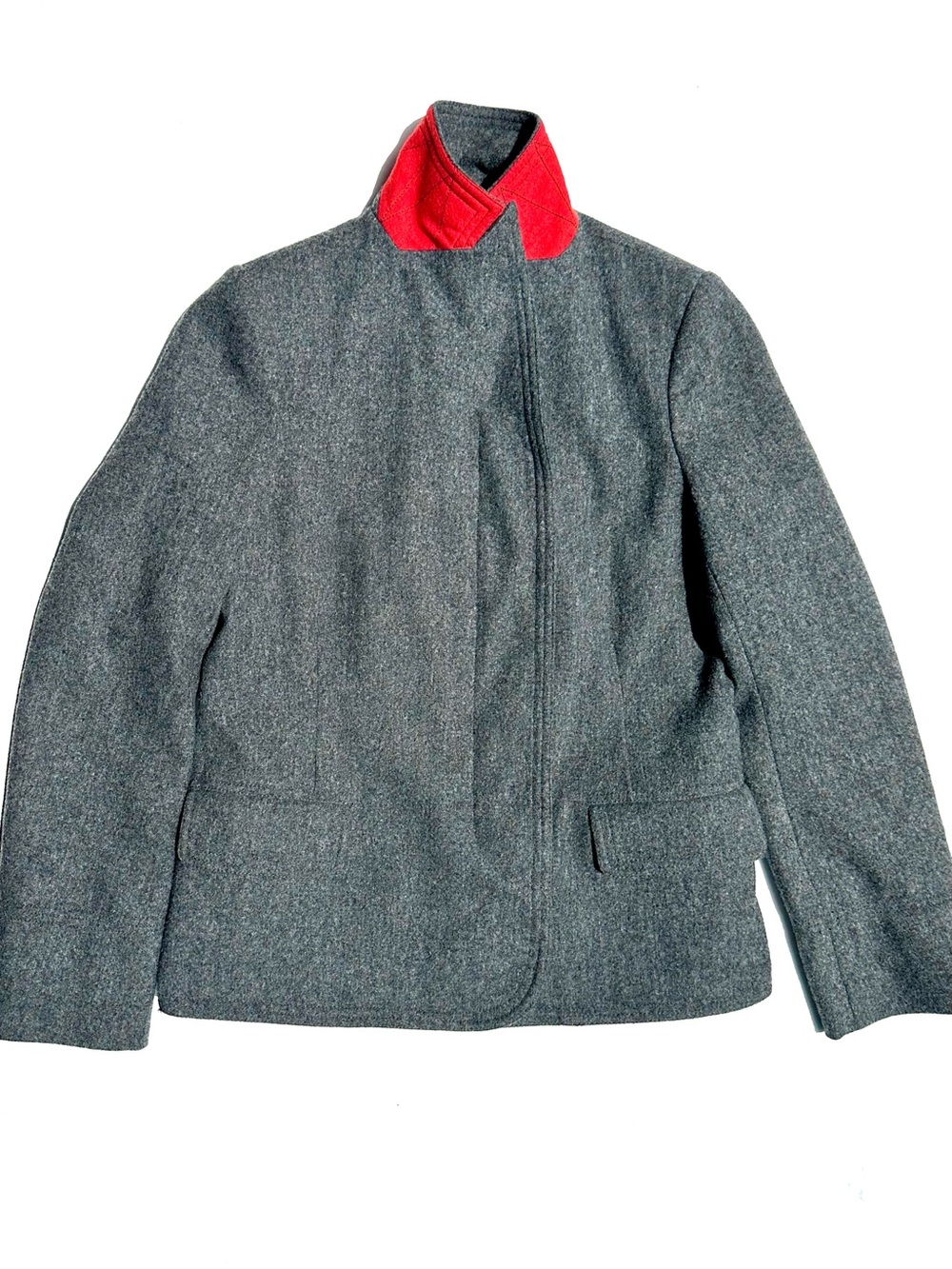 Vintage Marc by Marc Jacobs Angora Wool Gray Jacket, Short Coat, Red Collar, S